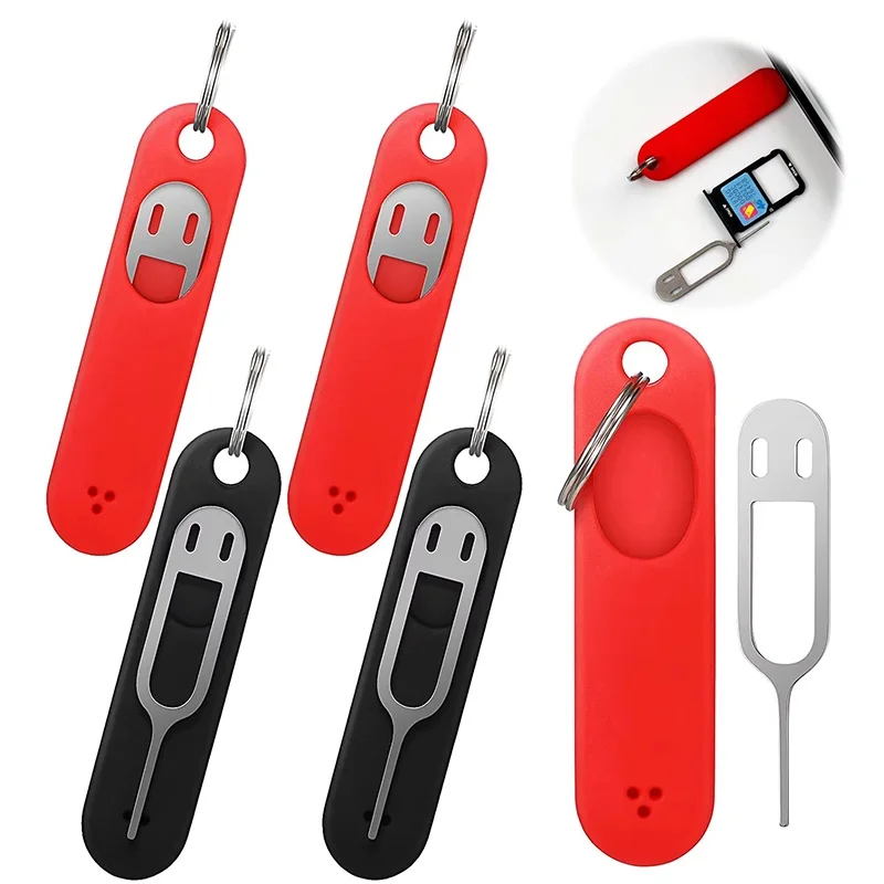 1/5pcs Anti-Lost Sim Card Eject Pin Needle With Storage Case Mobile Phone SIM Card Protector Holder Ejecter Tool Keyring Pendent