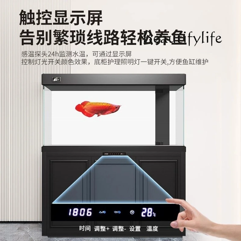 مرشح سفلي كبير باللون الأبيض للغاية، خزان أرضي منزلي، شاشة تقسيم مدخل غرفة المعيشة، خزان الأسماك