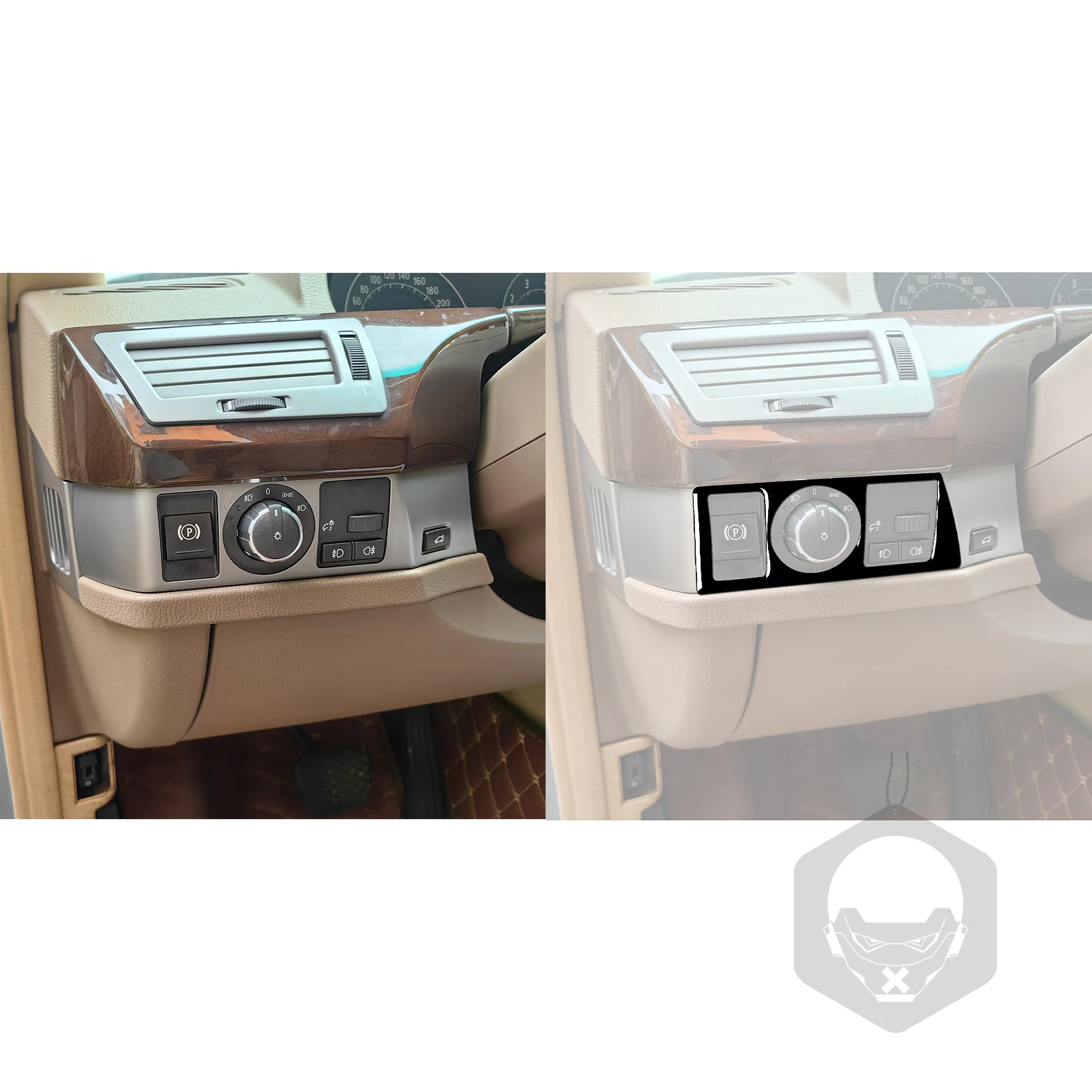 For BMW 7 Series E65 E66 2002-2008 Car Accessories Piano Black Headlight Switch Panel Cover Interior Sticker Modification view 4