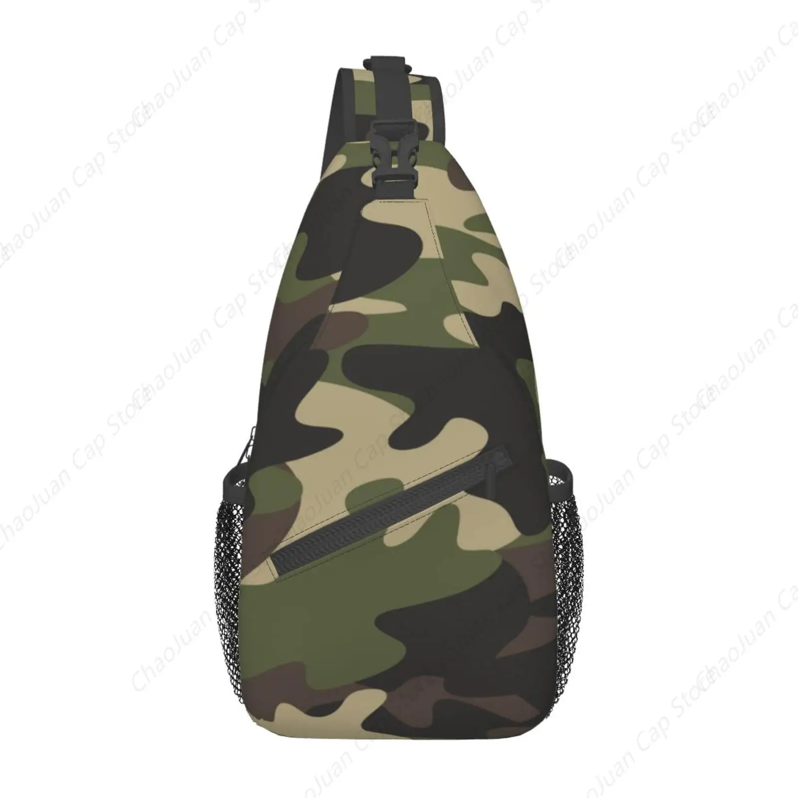 

Camo Chest Sling Bag – Green Brown Seamless Camouflage Pattern | Military Crossbody Shoulder Backpack
