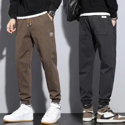 Calça Jogger Masculina de Algodão, Streetwear, Cintura Elástica, Calças Harajuku Cargo, Roupas de Marca, Preto, Cinza, Outono, Inverno, M-5XL