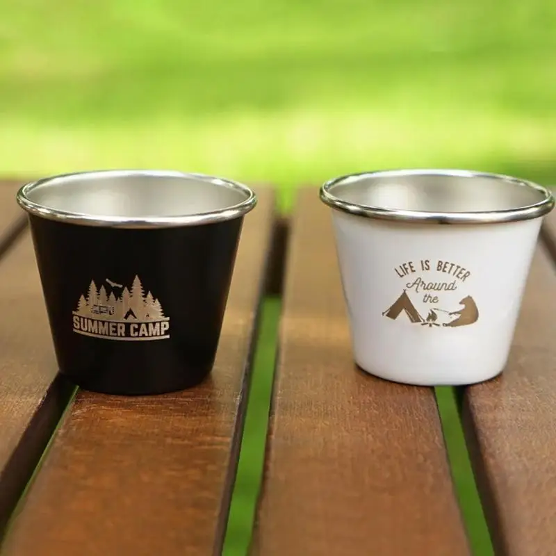 4PCS Outdoor Cup Set 50ML 304 Stainless Steel Camping Hiking Picnic Water Tea Beer Coffee Milk BBQ small Mug Glass Portable