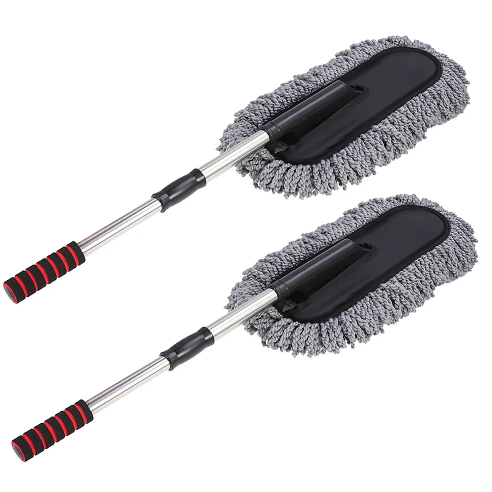 

2Pcs Car Duster Flexible Handle Ergonomic Non-Slip Grip for Dash Cleaner Waxing Auto Car Cleaning Supplies Grey