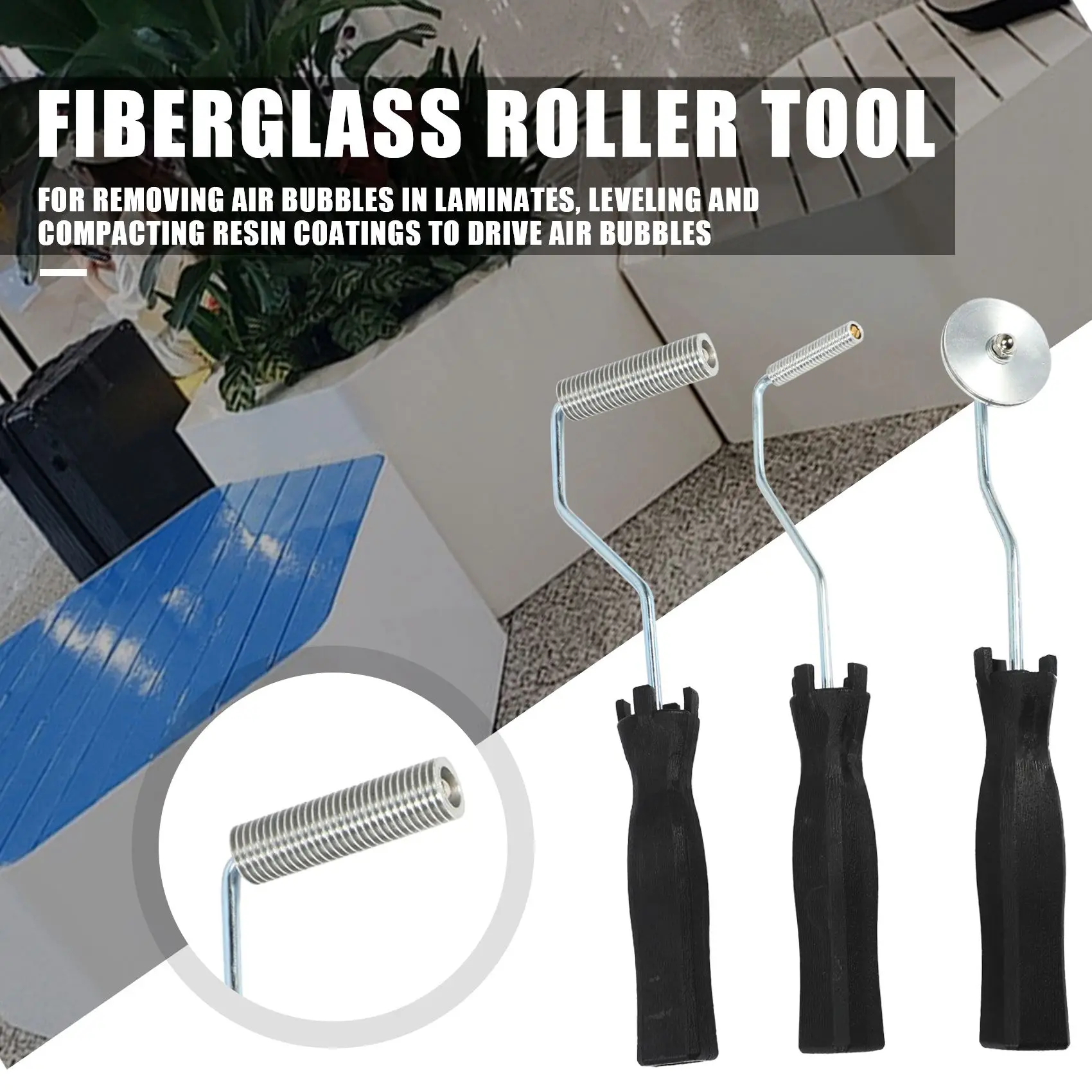 A34R 3 قطعة مجموعة أسطوانة الألياف الزجاجية فقاعة مجداف أداة الترقق مجموعة الأسطوانة لقالب FRP #4