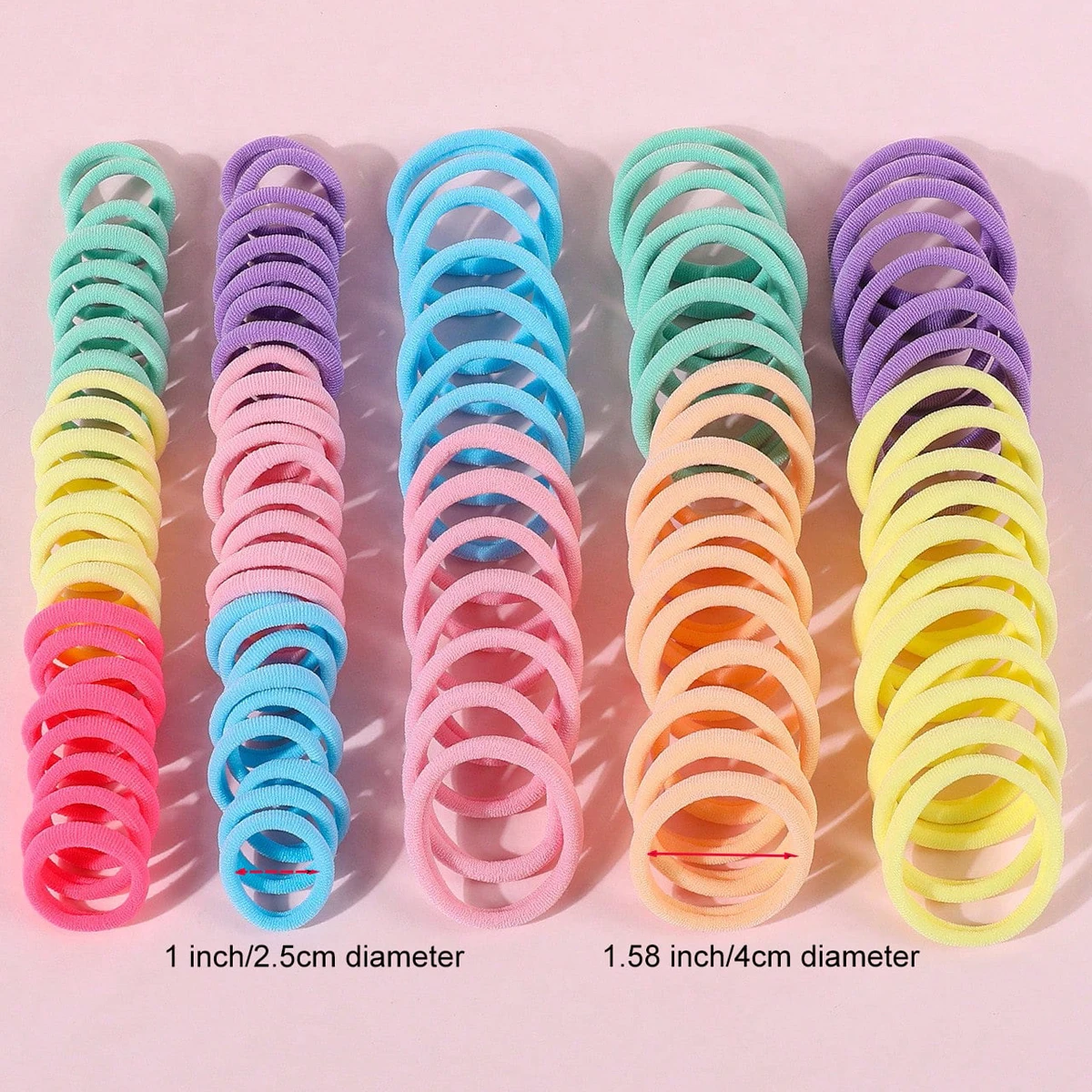 100Pcs Girls Hair Bands Nylon Hair Ties Candy Color Elastic Rubber Band Children Ponytail Holder Headband Girls Hair Accessories