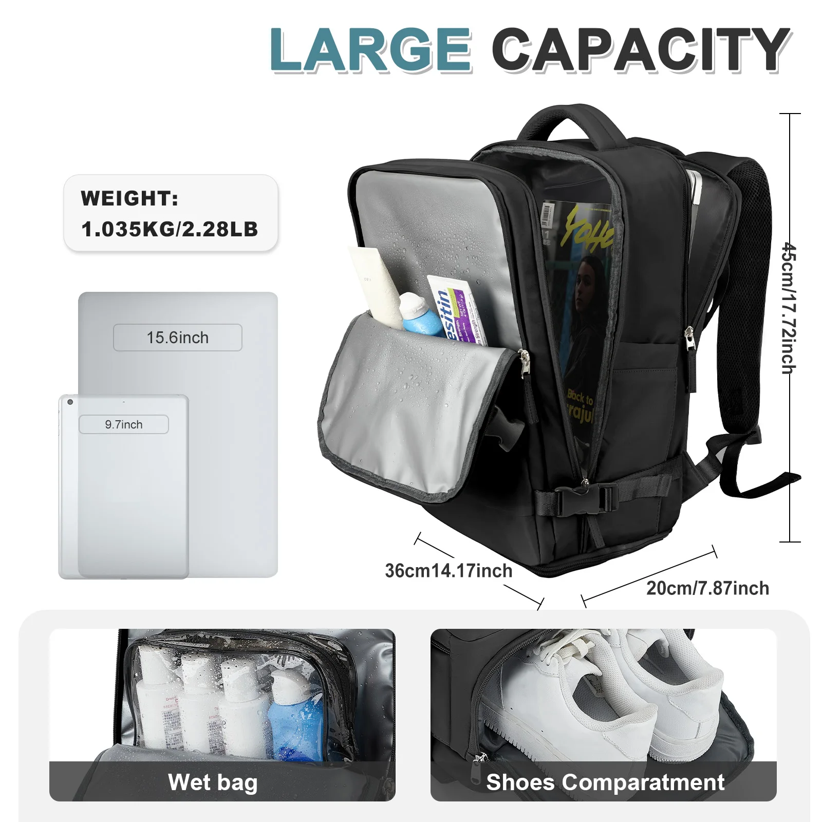Travel Cabin Airplane Easyjet 45x36x20 Travel Backpack Suitcases Waterproof Backpack Cabin Luggage Laptop Anti-theft Backpack