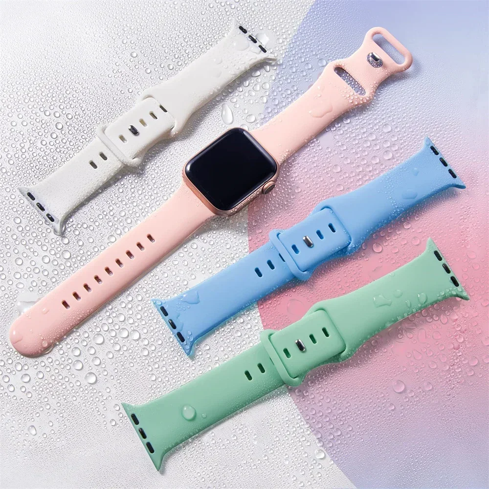 Silicone Strap For Apple Watch Band 44mm 40mm 45mm 41mm 42-46mm sport wrist bracelet iwatch serie 10 8 7 se 4 5 6 9 ultra 2 49mm
