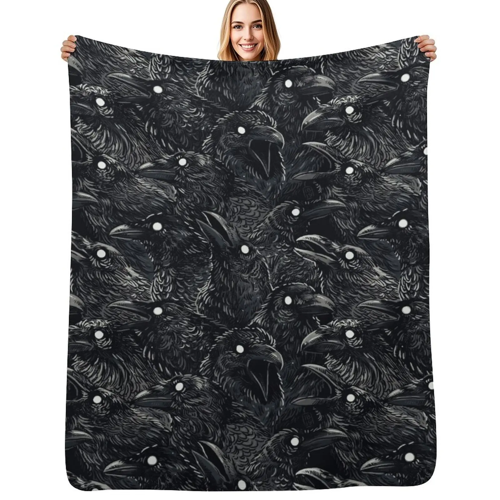 Raven pattern 2 Throw Blanket warm for winter Soft Loose Polar Luxury St manga Blankets