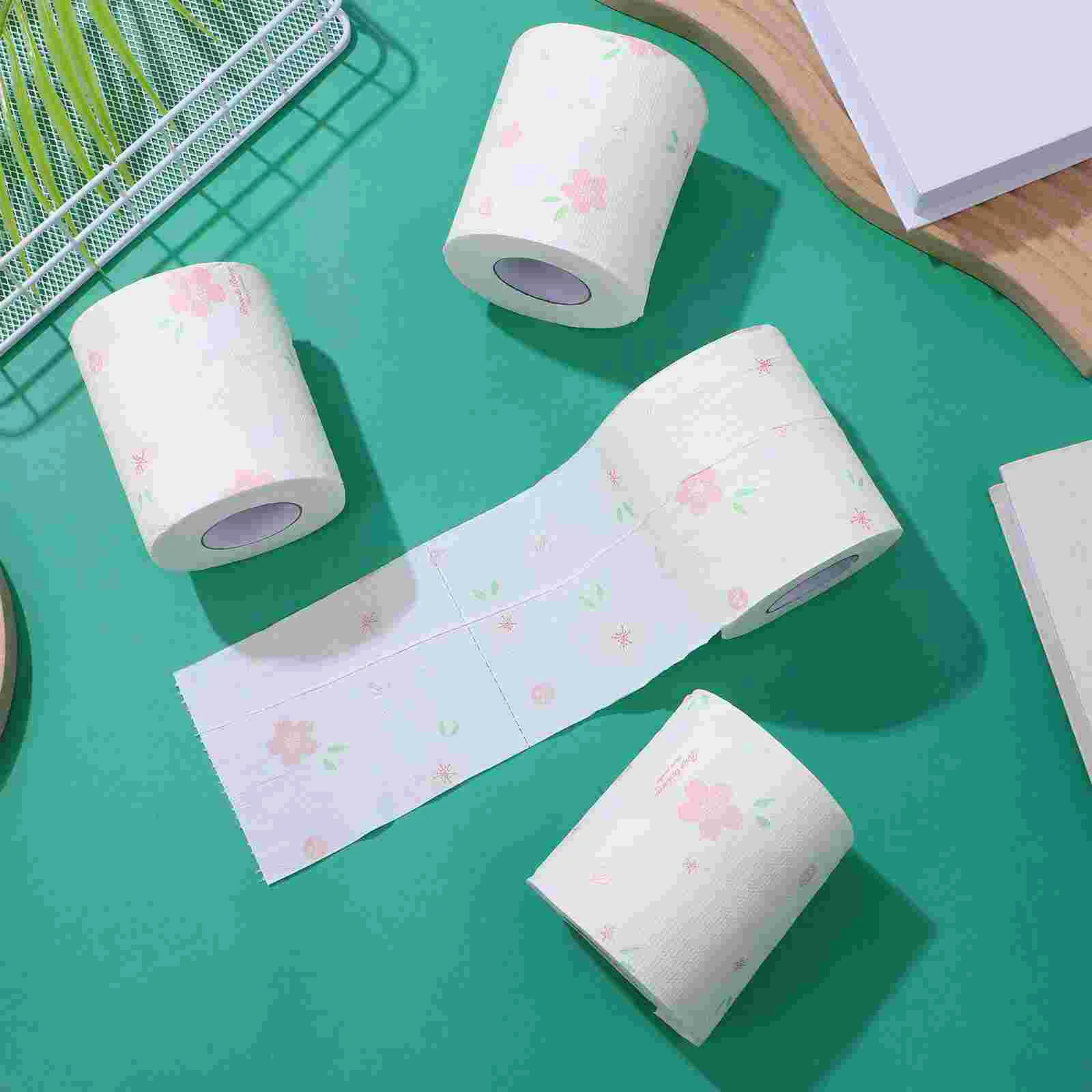 4 rouleaux de papier toilette à motif floral, serviettes en papier à fleurs, serviette de bain imprimée pour les mouchoirs chauds, rose