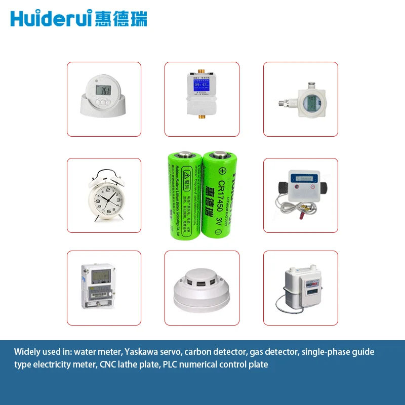 Huiderui CR17450 3V Lithium Batteries For Intelligent Water Meter Smoke And Fire Detection Alarm GPS Locator Customizable Plug