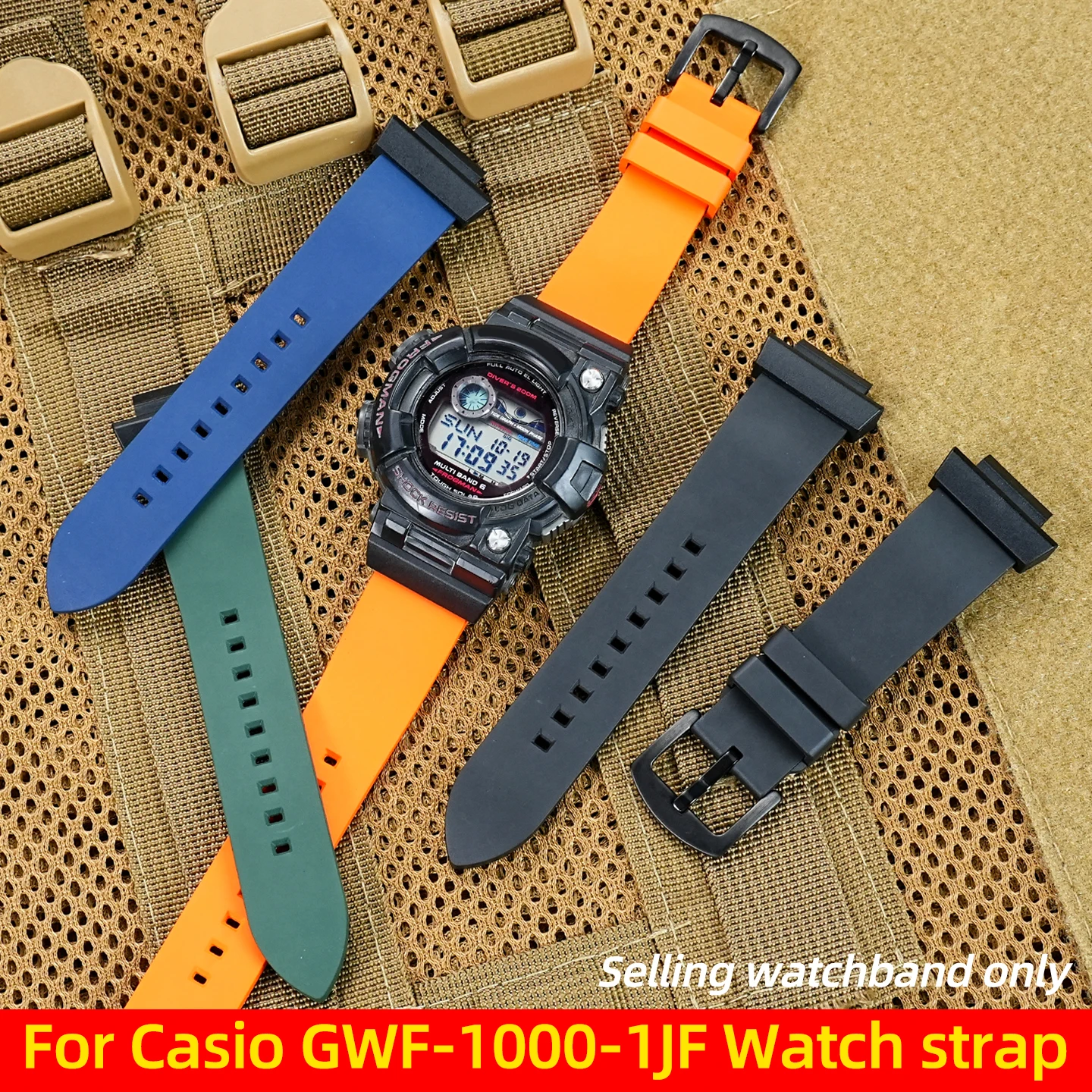 

GWF-1000-1JF watch strap For Casio G-SHOCK 5th Frogman GWF-1000-1JF Men's Modified Soft Fluororubber Watchband Replace bracelet
