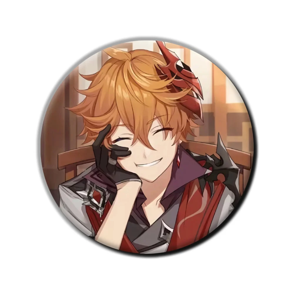 58mm Game Genshin Impact Tartaglia Cosplay COSTUME Badge Pin SPTE Tinplate Brooch Prop