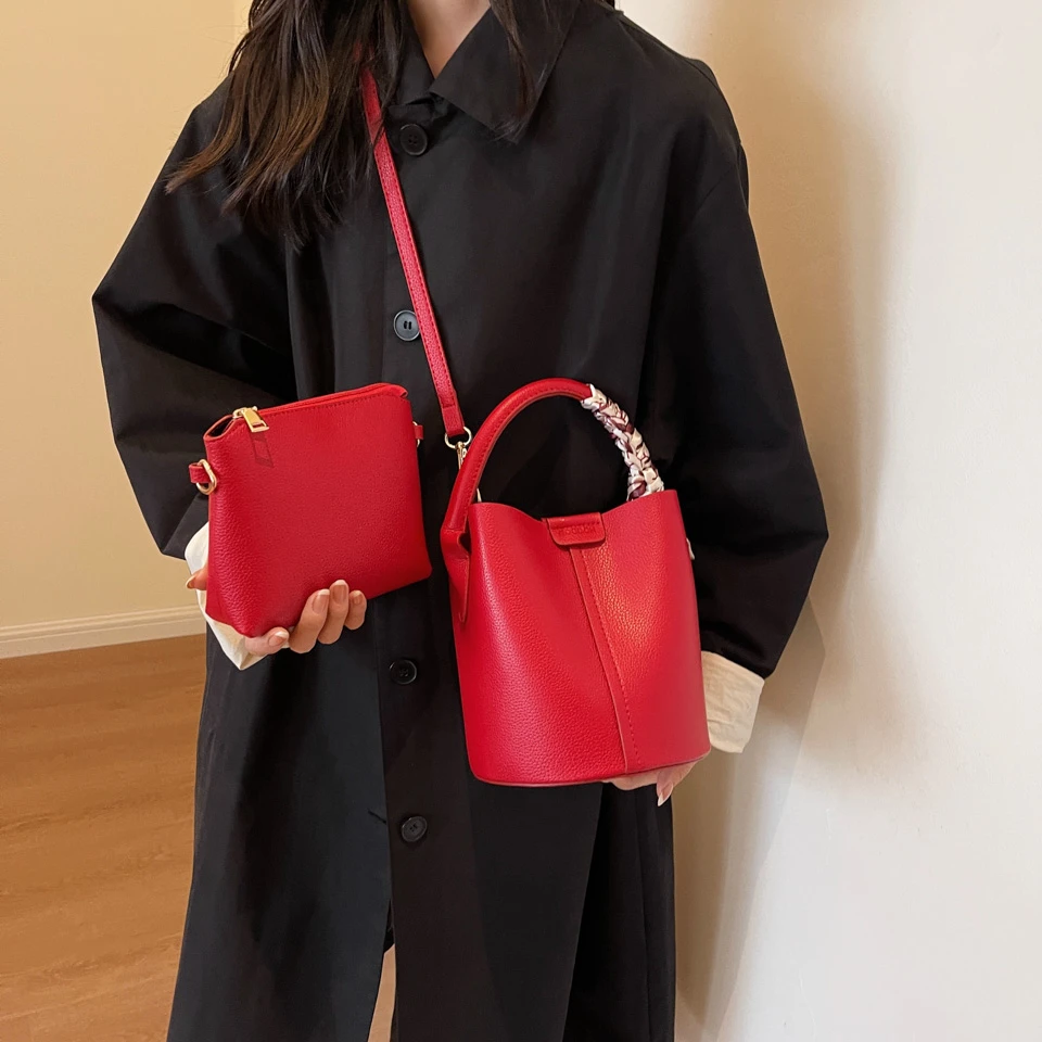 Hot Selling Simplicity High-End Women's Crossbody Bag Pu Material Versatile Bucket Bag Fashion Handbag Commuting image 3