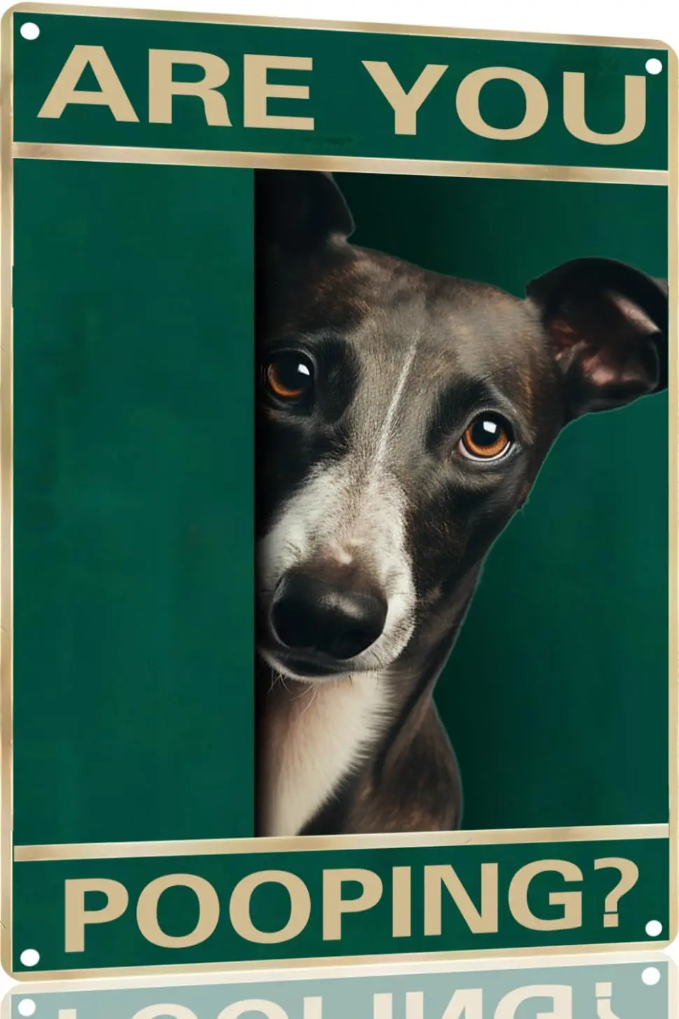 Whippet Dog Vintage Metal Tin Sign Are You Pooping Sign Bathroom Funny Art Poster Decoration Toilet Cave Bar Home Bathroom Wall