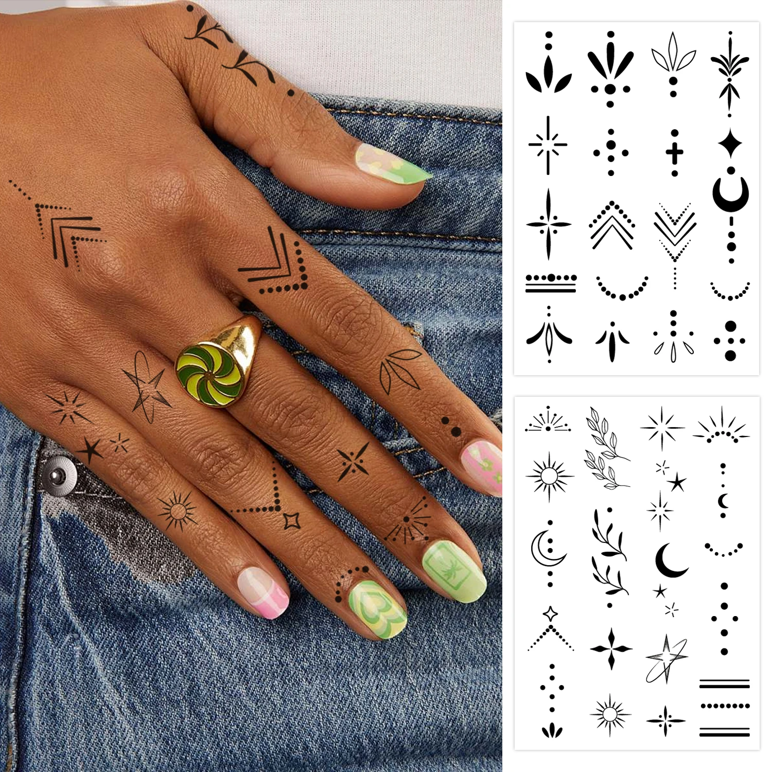 

Semi-permanent tattoo, mini finger tattoo, henna, waterproof and anti-han tattoo - lasting 1-2 weeks