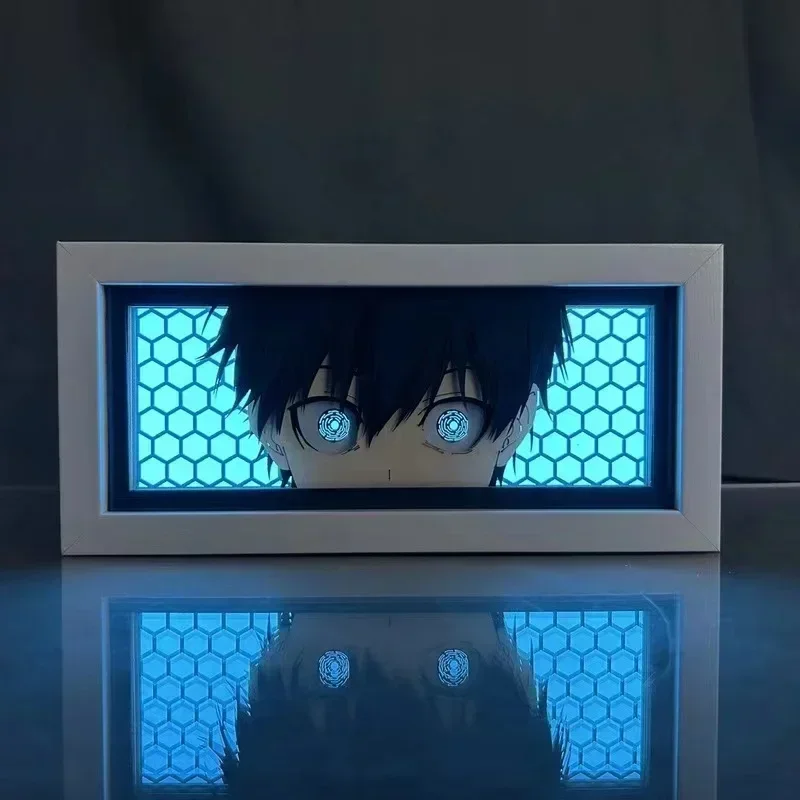 3D Anime Rin Itoshi LED Lamp Box Yoichi Isagi Blue Action Figure Toys Paper Carving Light Manga Night Light Boy Brithday Gift