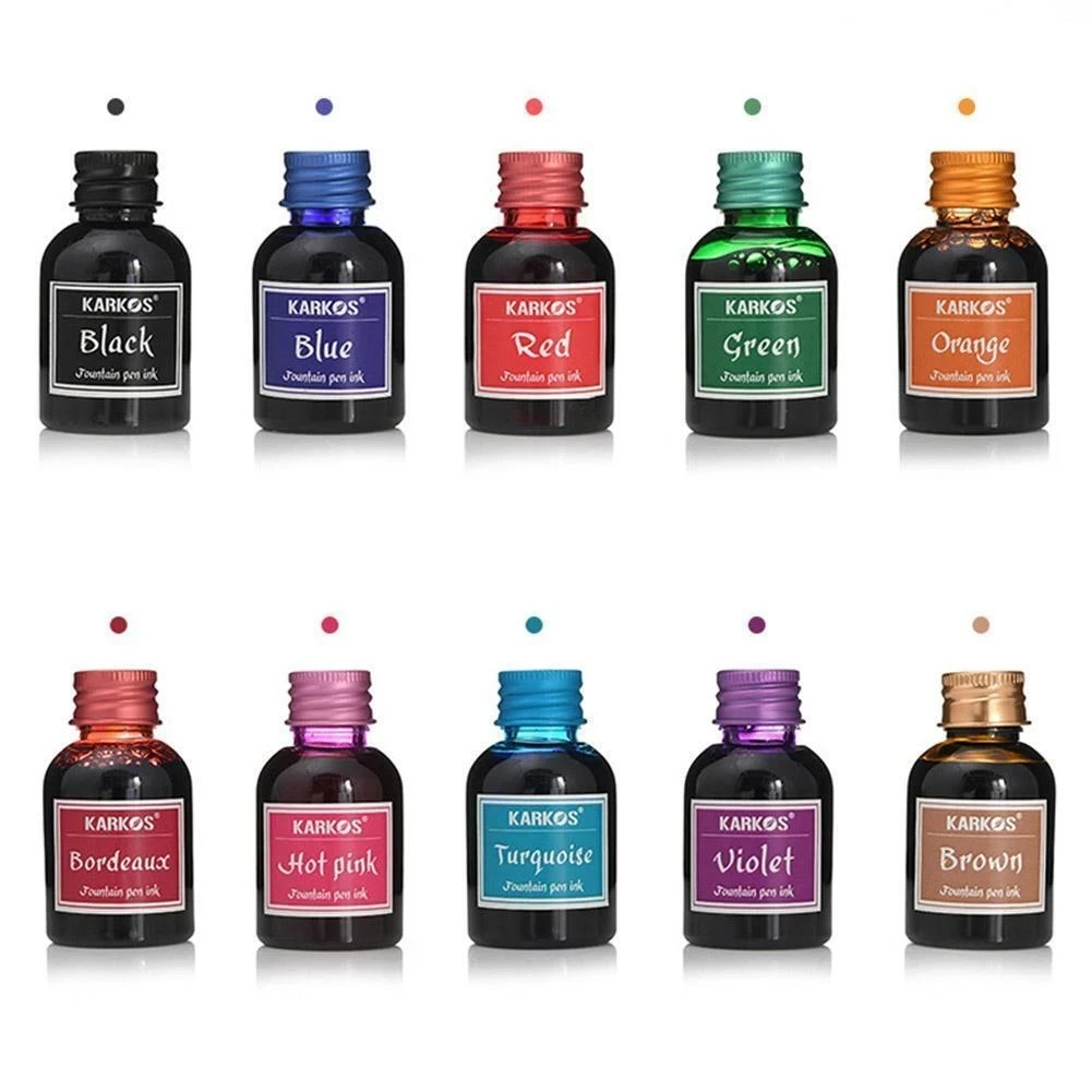 Garrafa de tinta para caneta tinteiro 30 ml/conjunto de saco de tinta, solúvel em água colorido substituível recarga material escolar de escritório papelaria para estudantes