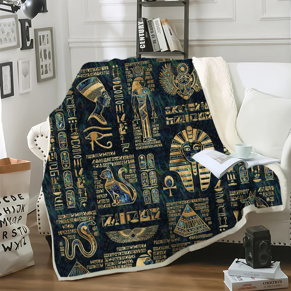 CLOOCL Ancient Egypt Anubis Pattern Blanket 3D Hieroglyphs Throw Blankets Beautiful Quilt Fashion Hiking Picnic Double blanket