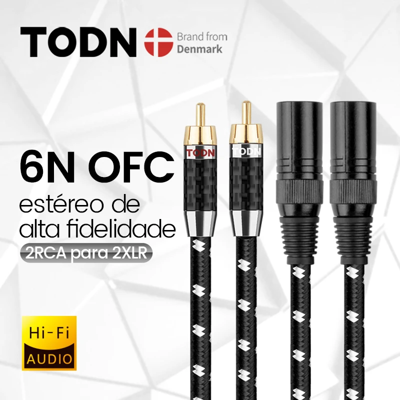 todn-ハイエンドオーディオケーブル金メッキステレオ2rcaから2xlr1ペア