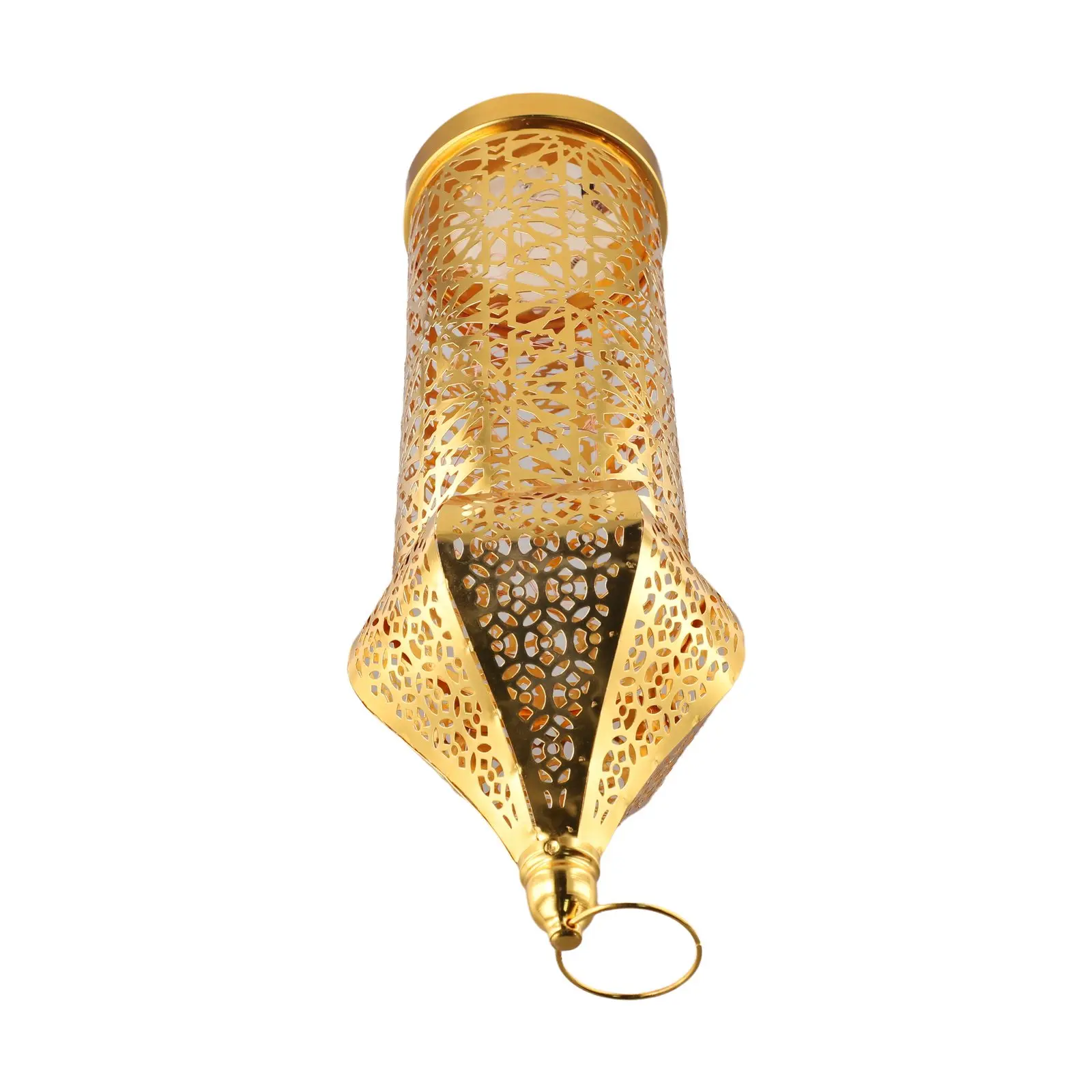 Moroccan style hollow iron lantern decorative ornament for Ramadan and home festival settings with battery light option