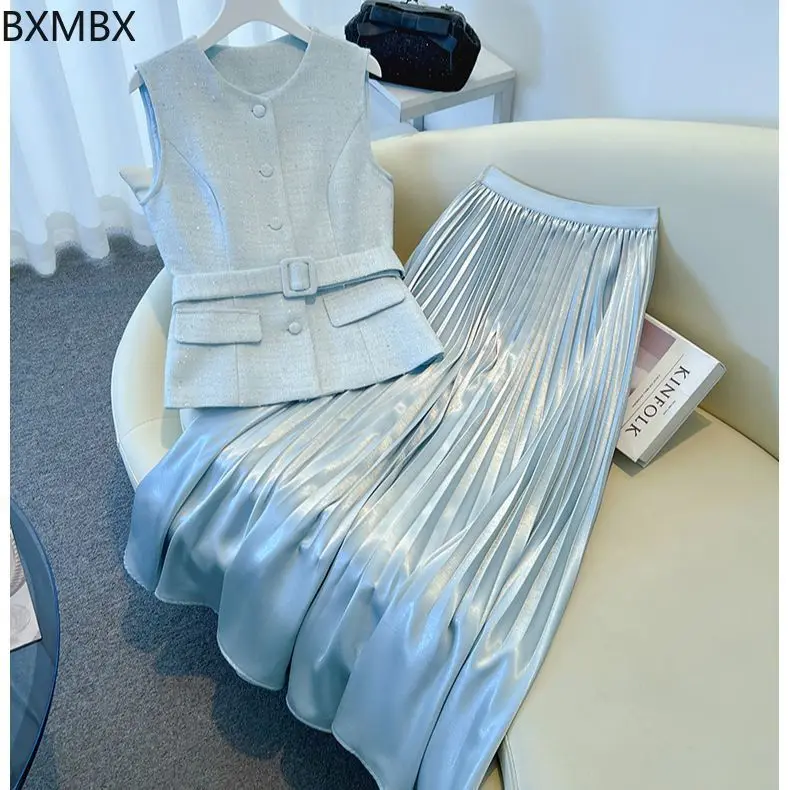 

Summer 2025 sleeveless new skirt high fashion vest two-piece set 2 piece sets womens outfits