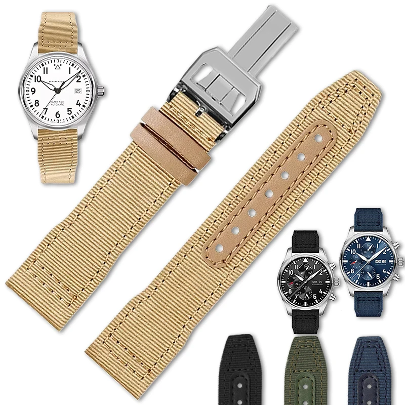 20mm 21mm 22mm For IWC Big Pilot Mark 18 Spitfire Fighter Portugal Nylon Canvas Watch strap men's outdoor sports band Bracelet