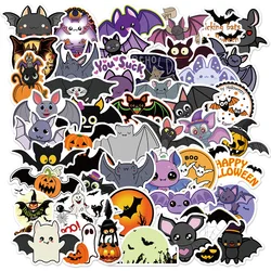 50PCS Halloween Purple Bat Stickers Streetwear Laptop Happy Halloween Elements Harajuku Wall Bar Fashion Living Room Sticker