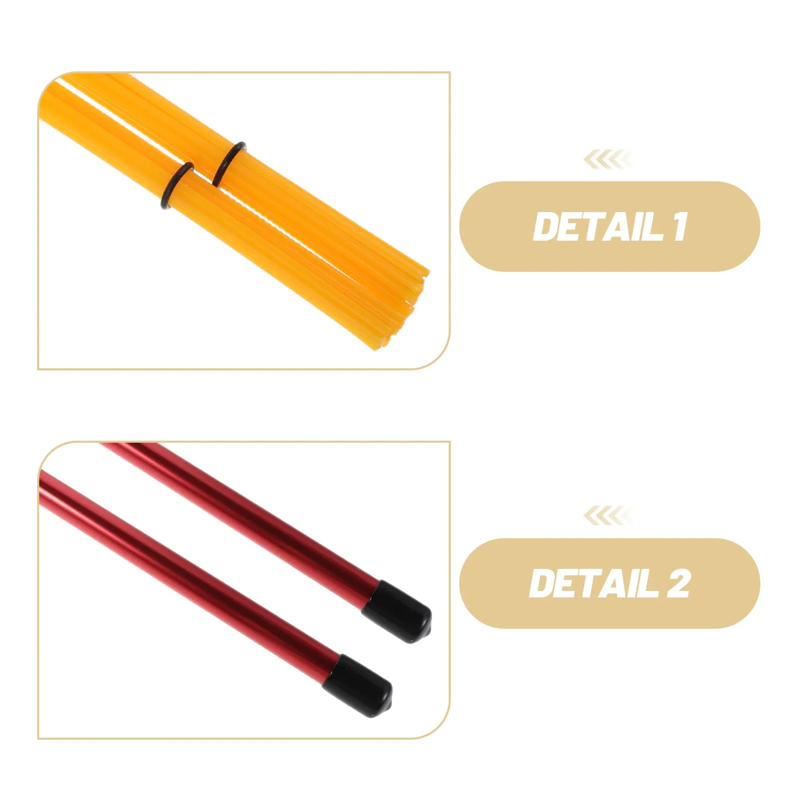 1Pair Jazz Drum Brush Bundle Sticks Aluminum Alloy Handle Nylon Wire Tips for Cajon Snare Drum Red Yellow Percussion Drumming