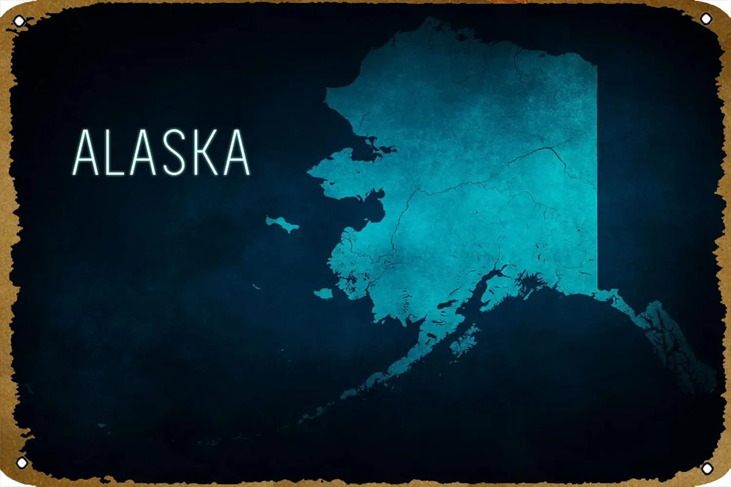 Letrero de hojalata Retro con mapa del estado de Alaska, decoración artística de pared duradera, letrero de Metal para decoración de dormitorio Vintage para el hogar, 8x12 pulgadas