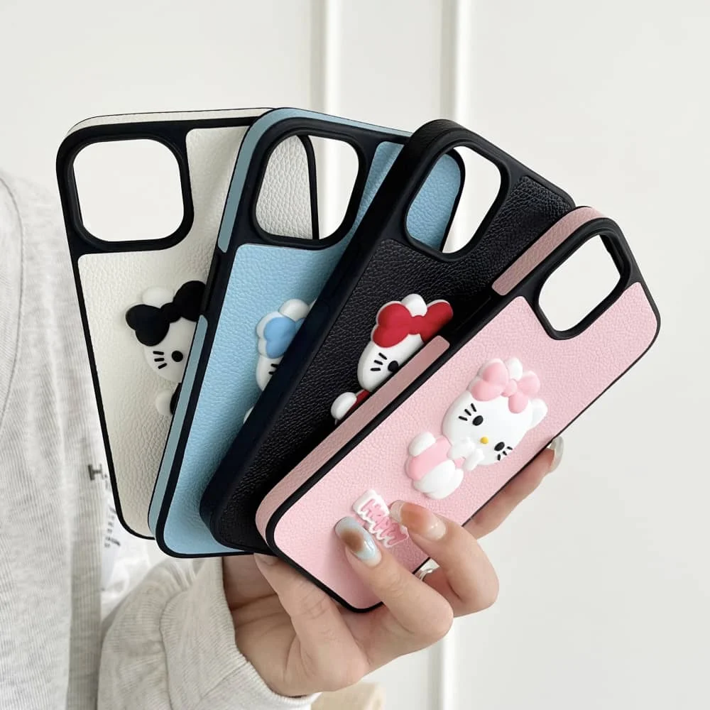 Hello Kitty جرابات هاتف شخصية كرتونية أنيمي ، ناعم ، جميل ، مضاد للسقوط ، غطاء خلفي واقي ، لطيف ، مناسب لهاتف آيفون 12 ، 13 ، 14 ، 15 برو ماكس