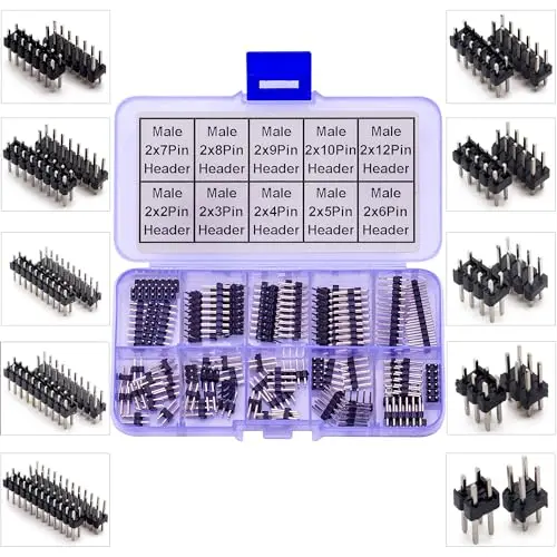 

2.54mm Male Pin Header Dual Row DIP Connector Kit 2/3/4/5/6/7/8/9/10/12Pin Straight Header Pin (Male-Pin-Dual)