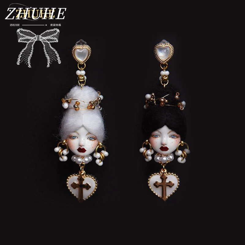 

ZHUHE Baroque Doll Earrings Neo-Gothic Style For Women Jewelry Accessories Party Gifts