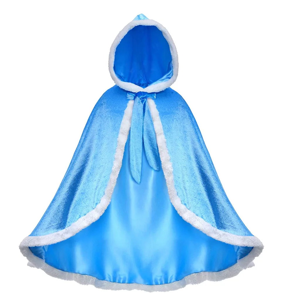 Disney Frozen Elsa Cloak Halloween Costume Cosplay for Girls  Autumn and Winter Plus Velvet Cloak Princess Clothing