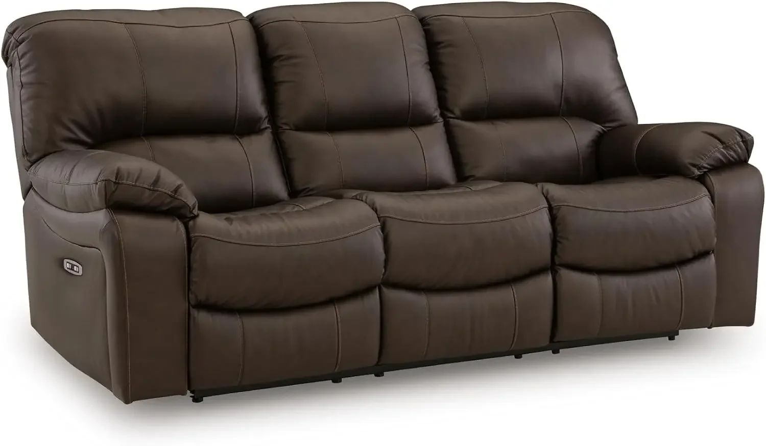 Leesworth Power Reclining Sofa, Leather and Faux Leather One-Touch Power Recliner Couch with USB, Zero Wall Design, 88
