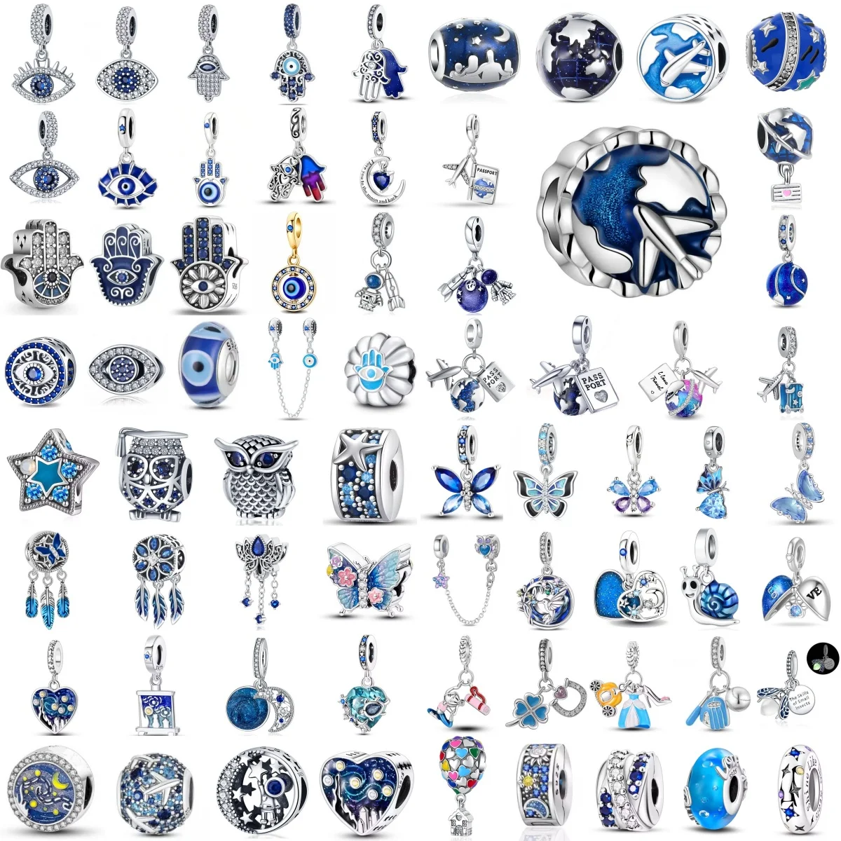 2026 New 925 Pure Silver Blue Series Beaded Bracelet Jewelry DIY Original Fashion Pendant Women's Jewelry Handmade Accessories