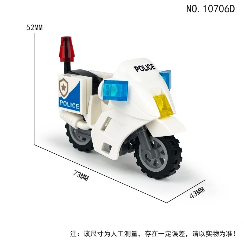 10706D Wu Shen Tieqi motocykl biały model policyjny zabawka dla dzieci do składania z klocków akcesoria