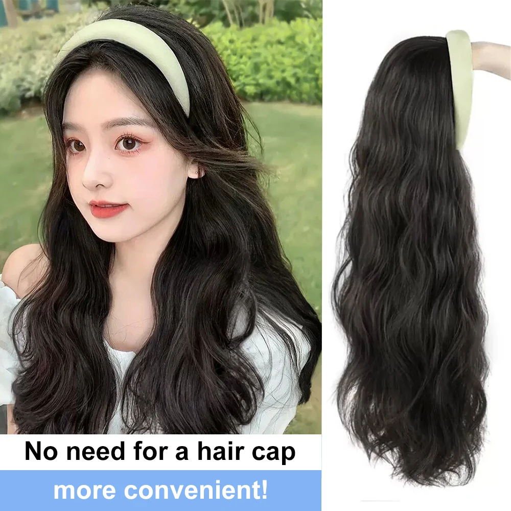 Synthetic Wavy  Headband Hair extensions Black Brown Head Hoop Hairpieces Clip In Hair Extensions Topper Hair