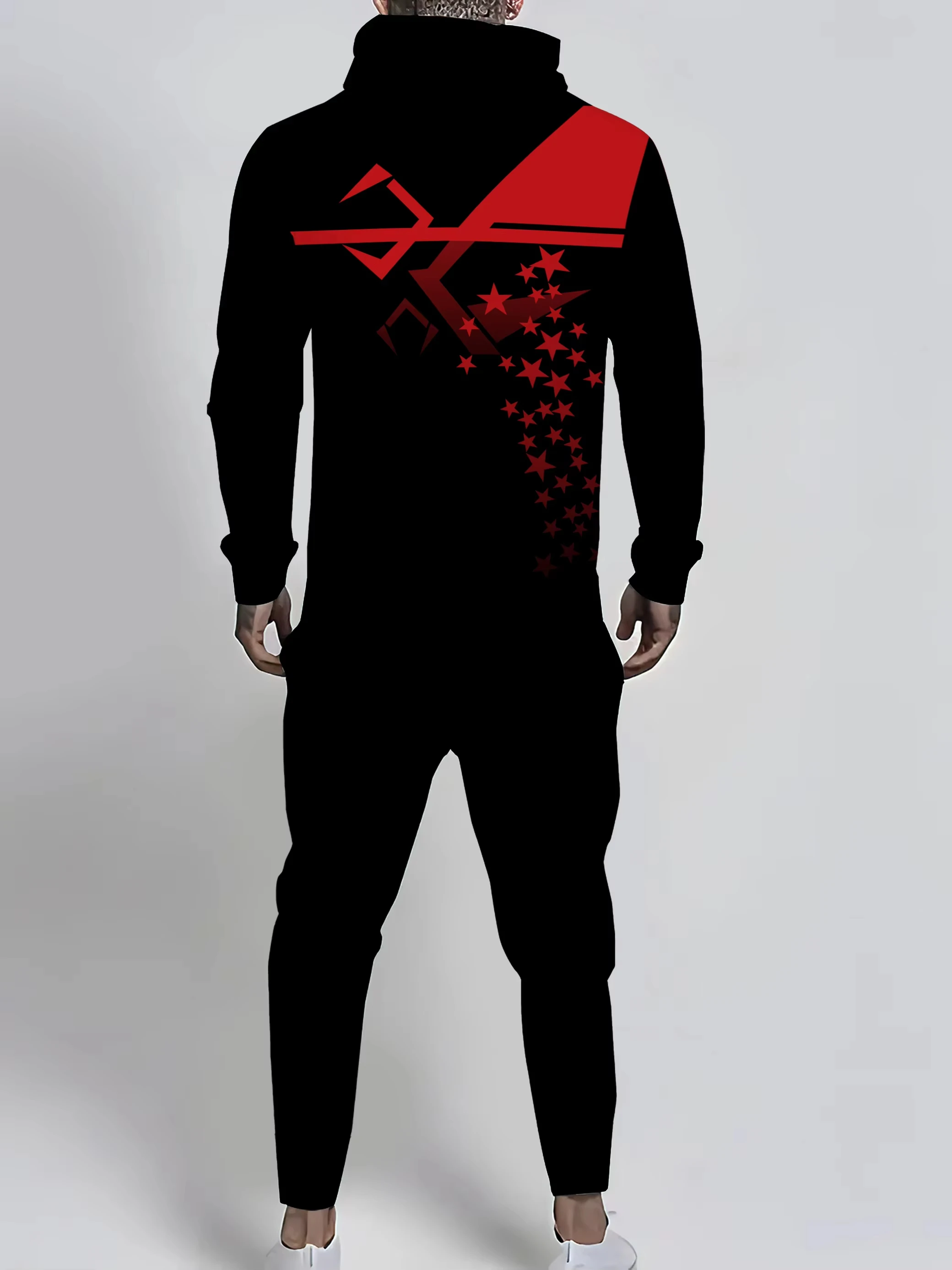 طقم سويت شيرت رجالي كاجوال مريح ناعم ثلاثي الأبعاد مطبوع للتزلج على الجليد لربيع وخريف 2025