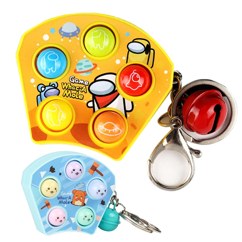 2024 New Arrivals Portable Mini Whack A Mole Game PStress Relief Hand Keychain Pop Fidget Toy Push Pop Bubble Fidget Toy Keyring