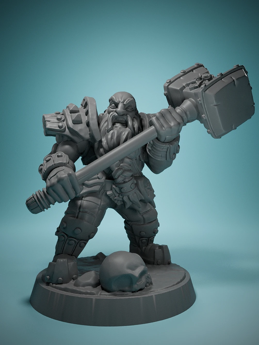 Male Dwarven 3D Game Character Miniatures,Tabletop Role Playing Game Toys Male Dwarf Warrior With Hammer,Christmas Gift