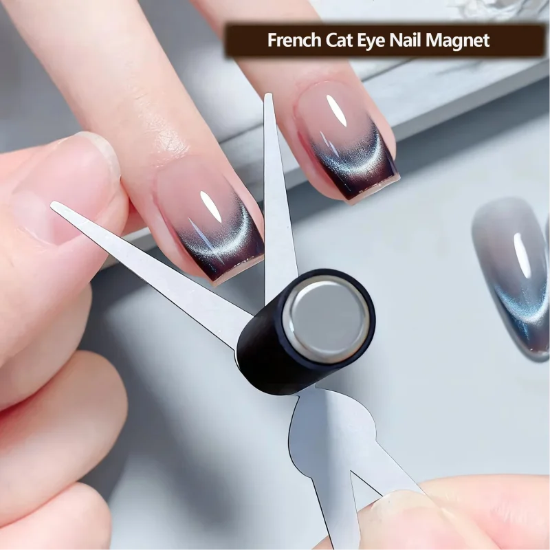Double Head French Cat Eye Nail Magnet Set Rabbit Shape 2 In 1 Magnetic Stick for Creat Crescent Moon Cat Nail Art Manicure Tool