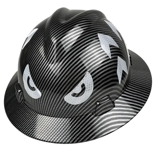 Imagen 1 del producto Casco de seguridad CE de ala ancha y completa con pegatina reflectante, casco de seguridad HDPE con suspensión de 6 puntos para seguridad en la construcción para todo clima ANSI