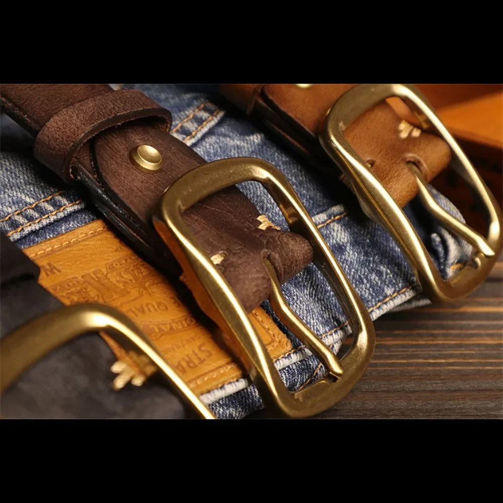 

Ремень из натуральной яловой кожи в стиле Amekaji с латунной пряжкой, ручная работа для мужчин, ширина 3,8 см