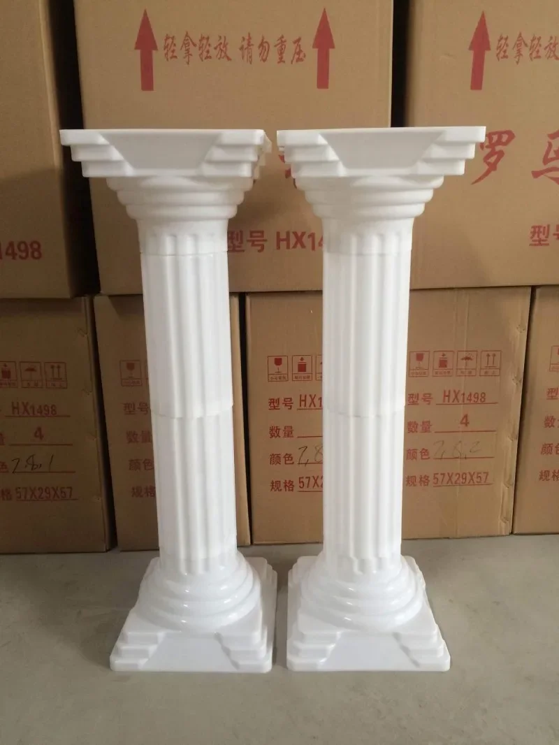 

2pcs 88cm Tall White Roman Column Road Cited Pillar Party Landscaping Flowerpot Holder For Holiday Wedding Decoration