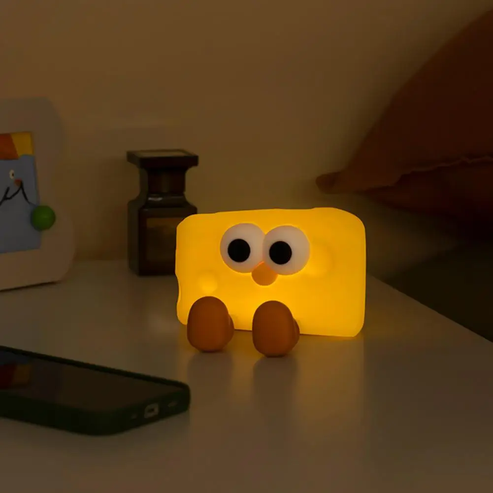 Rechargeable Night Light Cute Night Light Rechargeable Cartoon Cheese Led Night Lamp with Timer Dimmable Feature for Kids