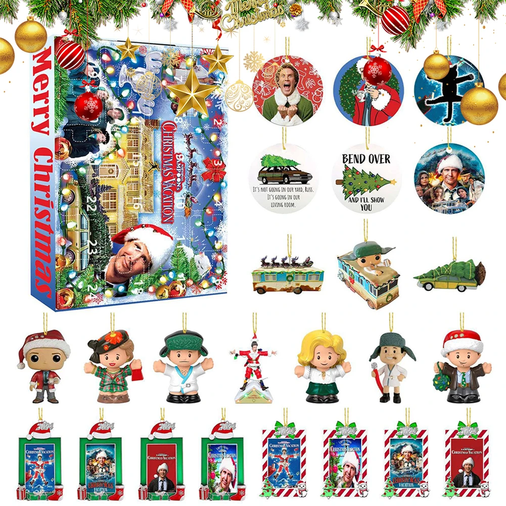 Calendario de Adviento 2024 Calendario de cuenta regresiva de Navidad de película clásica navideña Calendario de Adviento de Navidad de 24 días para niños, adultos y fanáticos