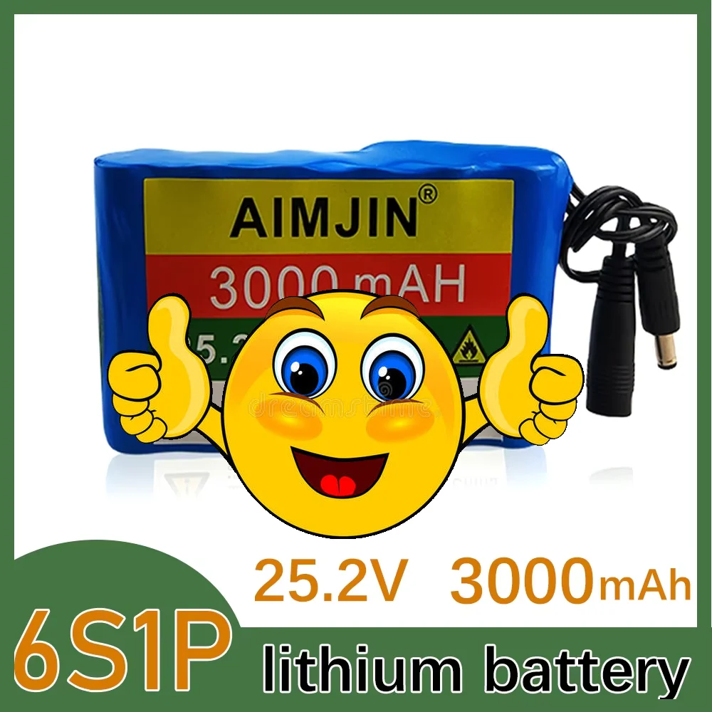 

6s1p battery pack 18650 rechargeable lithium 24V 3Ah, suitable for 25.2v battery with bms+charger