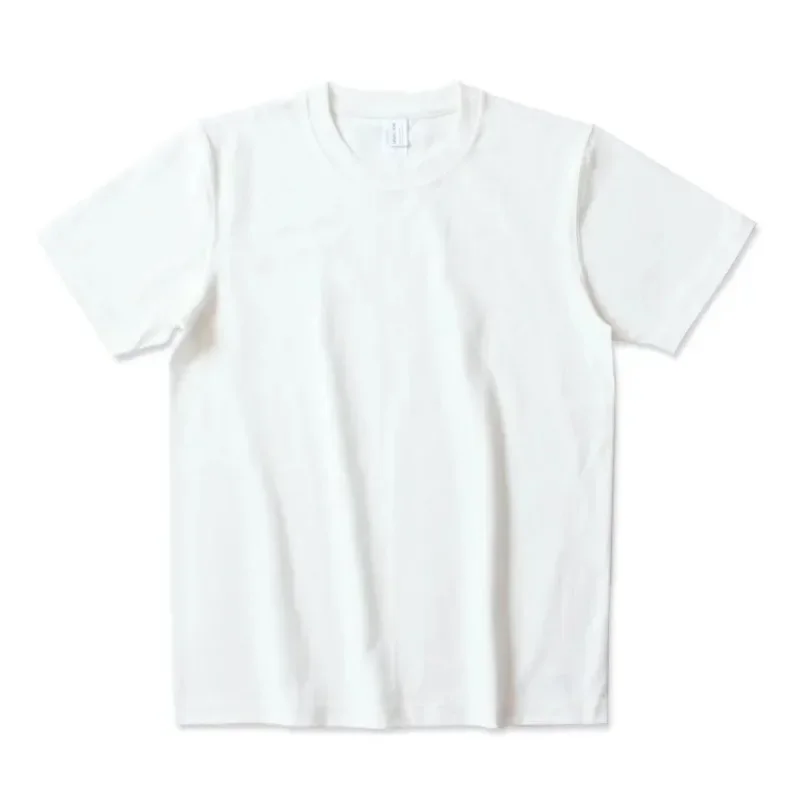 265G Japanse Katoen Dikke Zware Solid Naadloze Geweven Ronde Hals Korte Mouw T-shirt Mannen Vrouwen Ademend T-shirts Top Tees