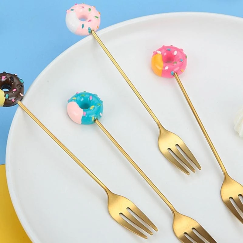 0XLD Lollipop Design Stainless Steel Dessert Spoons/Forks Kitchen Coffee Spoons