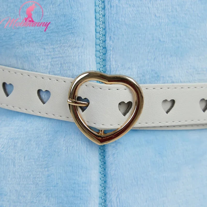 

EE01 MOBBUNNY PM Derivative Kawaii Fluffy Bodycon Romper Plush Bodysuit Long Sleeve Hooded Jumpsuit with Cape Belt Cosplay C&0Ww